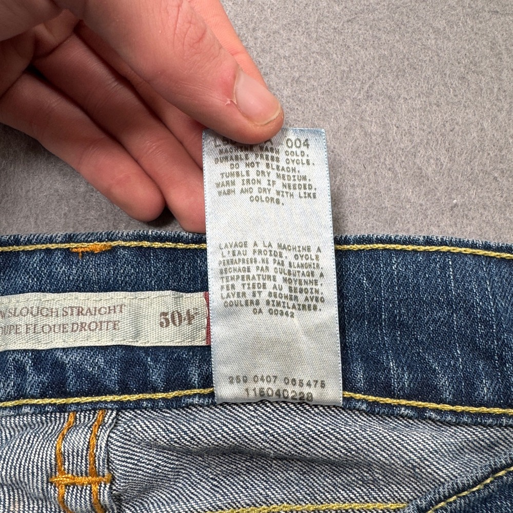 Y2K Levi's 504 Jeans Women's 4 Blue Med Wash Denim Low Rise Slough Straight Leg - Picture 7 of 8